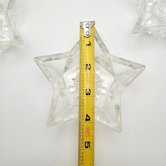 Set of 3 Star Celestial Starburst Cut Glass Candlestick Holders Clear Vintage - Picture 8 of 9